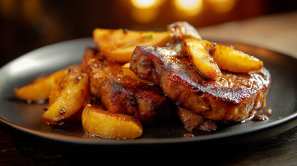 Pork Chops with Caramelized Apples & Root Veggies